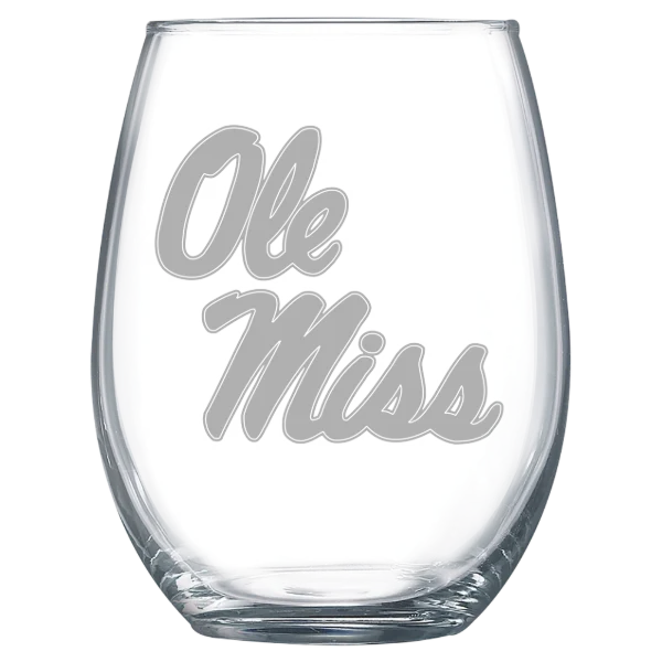 University of Mississippi Polar Camel 15 oz. Stemless Wine Glass