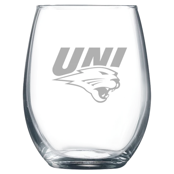 University of Northern Iowa Polar Camel 9 oz. Stemless Wine Glass