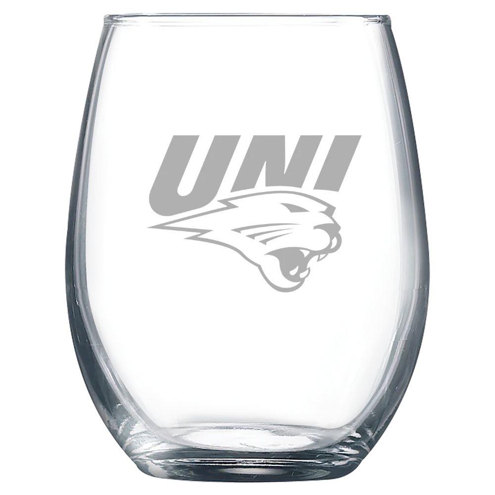 University of Northern Iowa Polar Camel 9 oz. Stemless Wine Glass