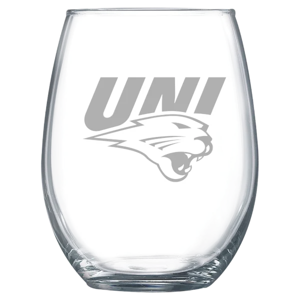 University of Northern Iowa Polar Camel 15 oz. Stemless Wine Glass