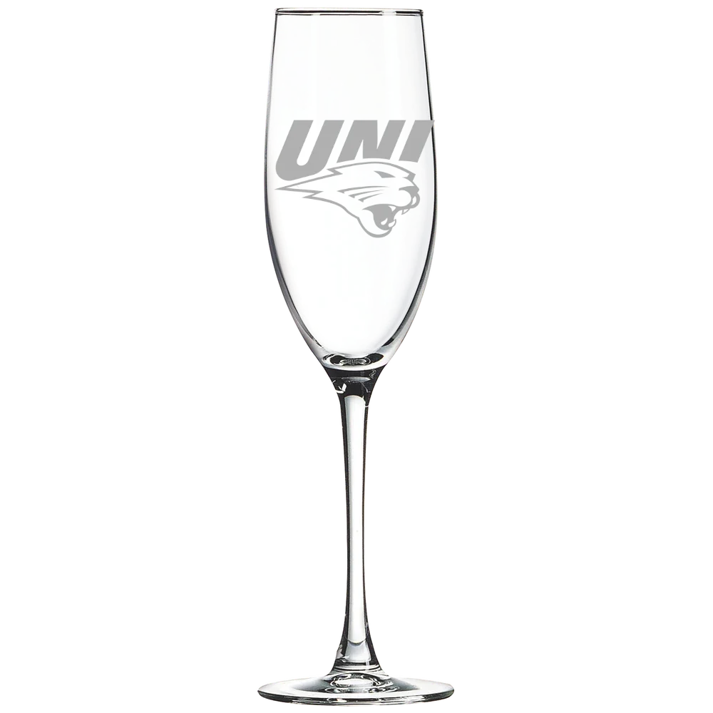 University of Northern Iowa Polar Camel 8 oz. Champagne Flute