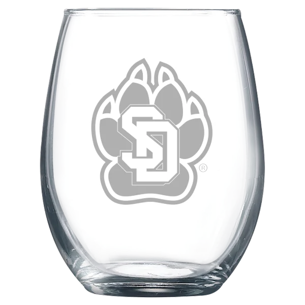 University of South Dakota Polar Camel 9 oz. Stemless Wine Glass