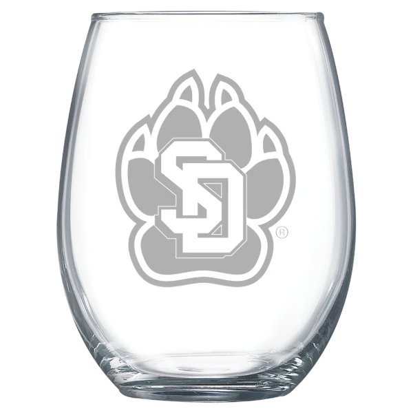 University of South Dakota Polar Camel 15 oz. Stemless Wine Glass