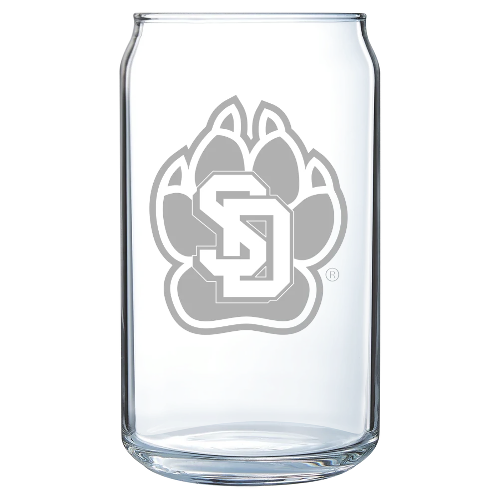 University of South Dakota Polar Camel 16 oz. Can Glass