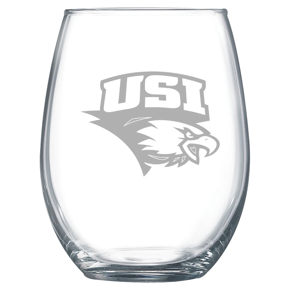 University of Southern Indiana Polar Camel 15 oz. Stemless Wine Glass