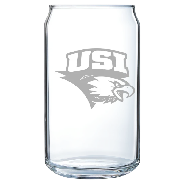 University of Southern Indiana Polar Camel 16 oz. Can Glass