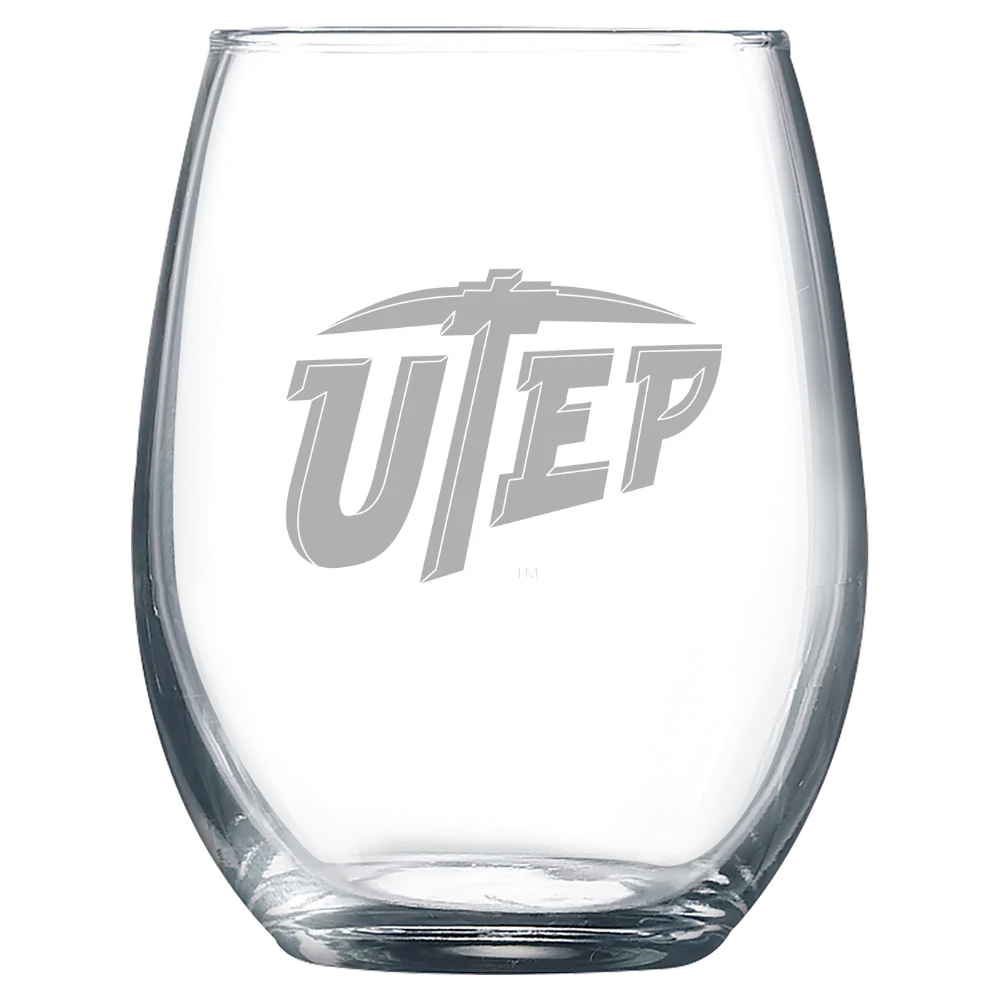 University of Texas at El Paso Polar Camel 9 oz. Stemless Wine Glass