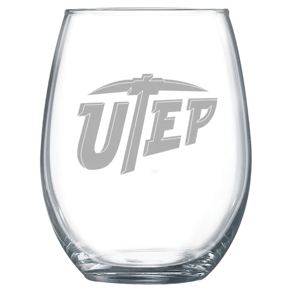 University of Texas at El Paso Polar Camel 15 oz. Stemless Wine Glass