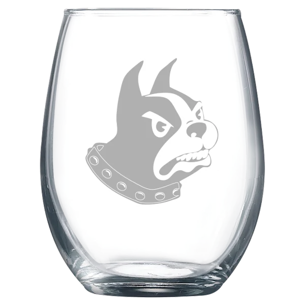 Wofford College Polar Camel 9 oz. Stemless Wine Glass