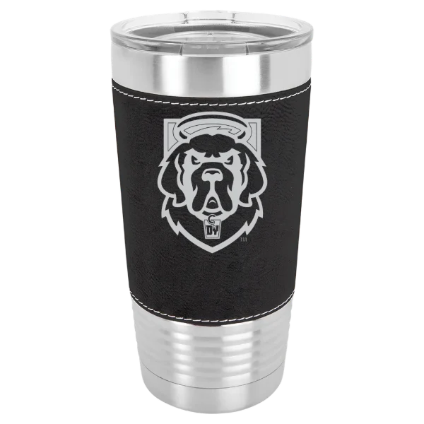 D'Youville University Polar Camel 20 oz. Leatherette Grip Tumbler with Standard Lid
