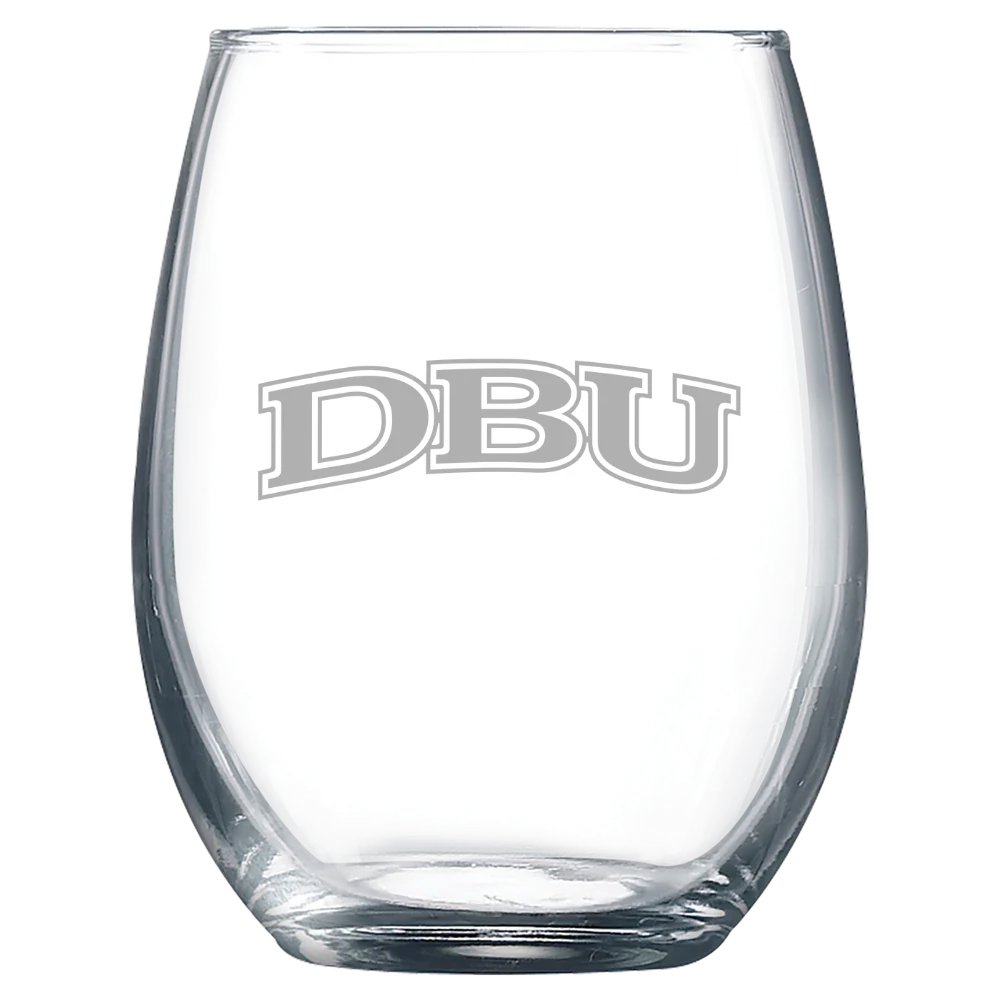 Dallas Baptist University Polar Camel 9 oz. Stemless Wine Glass