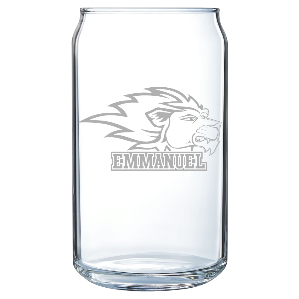 Emmanuel University (Georgia) Polar Camel 16 oz. Can Glass