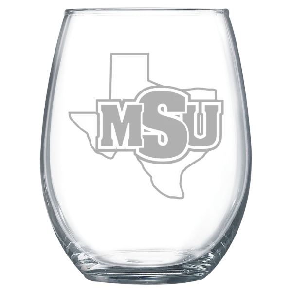 Midwestern State University Polar Camel 15 oz. Stemless Wine Glass