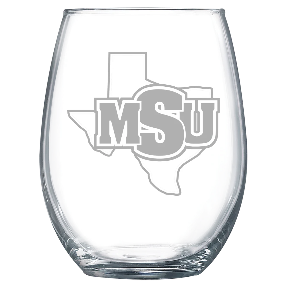 Midwestern State University Polar Camel 15 oz. Stemless Wine Glass