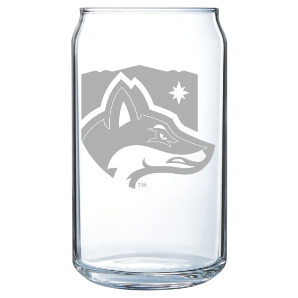 North Greenville University Polar Camel 16 oz. Can Glass