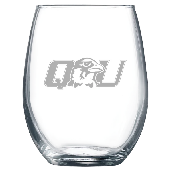 Quincy University Polar Camel 9 oz. Stemless Wine Glass