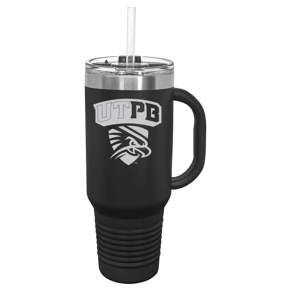 The University of Texas Permian Basin Polar Camel 40 oz. Travel Mug with Snap Lid & Straw