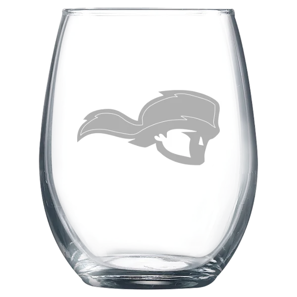 Tusculum University Polar Camel 9 oz. Stemless Wine Glass