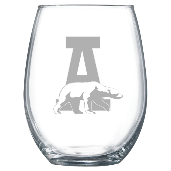 University of Alaska Fairbanks Polar Camel 15 oz. Stemless Wine Glass