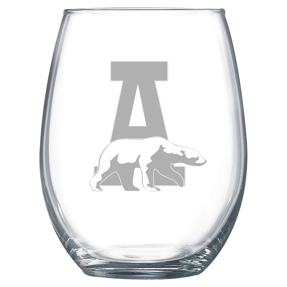University of Alaska Fairbanks Polar Camel 15 oz. Stemless Wine Glass