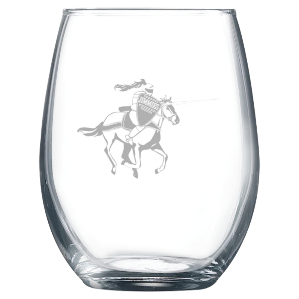 University of Jamestown Polar Camel 9 oz. Stemless Wine Glass