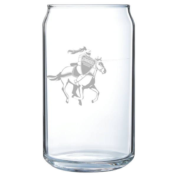 University of Jamestown Polar Camel 16 oz. Can Glass