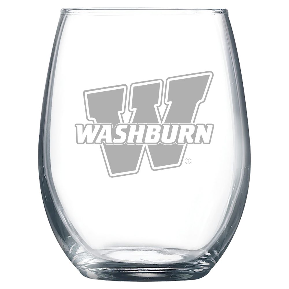 Washburn University Polar Camel 9 oz. Stemless Wine Glass