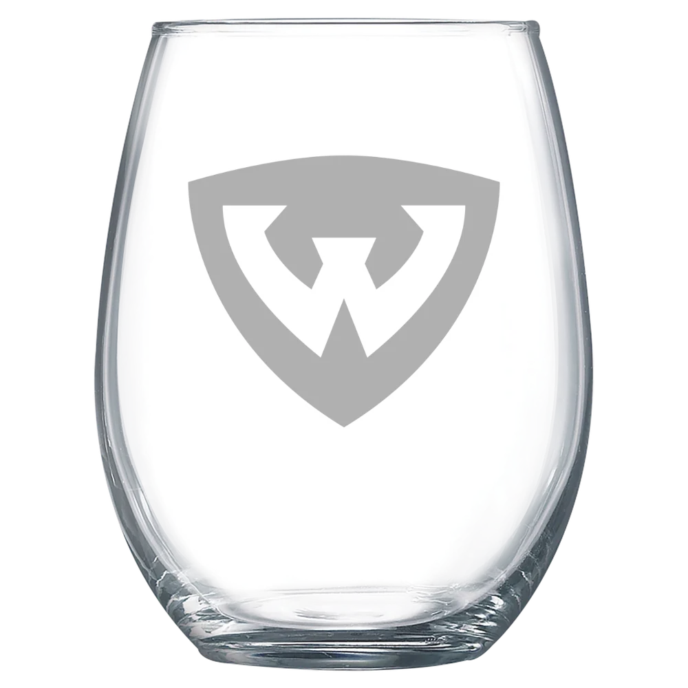 Wayne State University (Michigan) Polar Camel 15 oz. Stemless Wine Glass