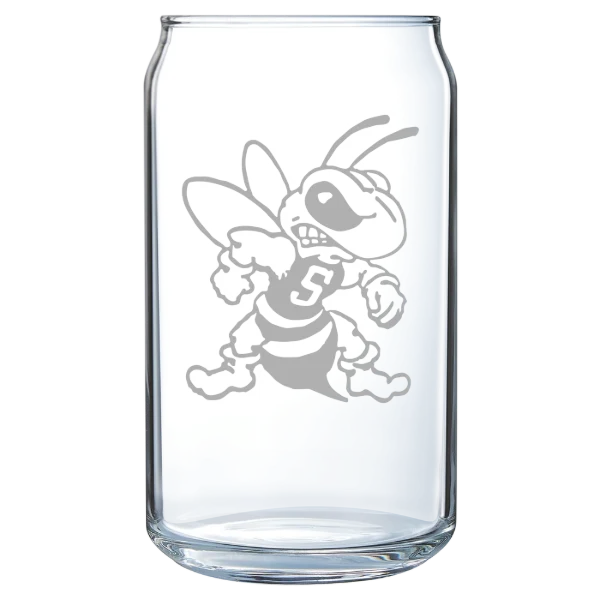 West Virginia State University Polar Camel 16 oz. Can Glass