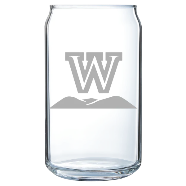 West Virginia Wesleyan College Polar Camel 16 oz. Can Glass