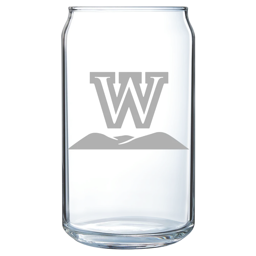 West Virginia Wesleyan College Polar Camel 16 oz. Can Glass