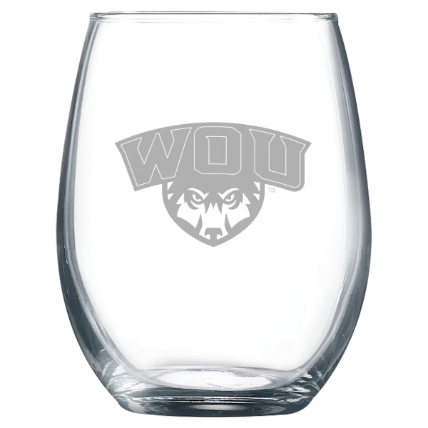 Western Oregon University Polar Camel 9 oz. Stemless Wine Glass