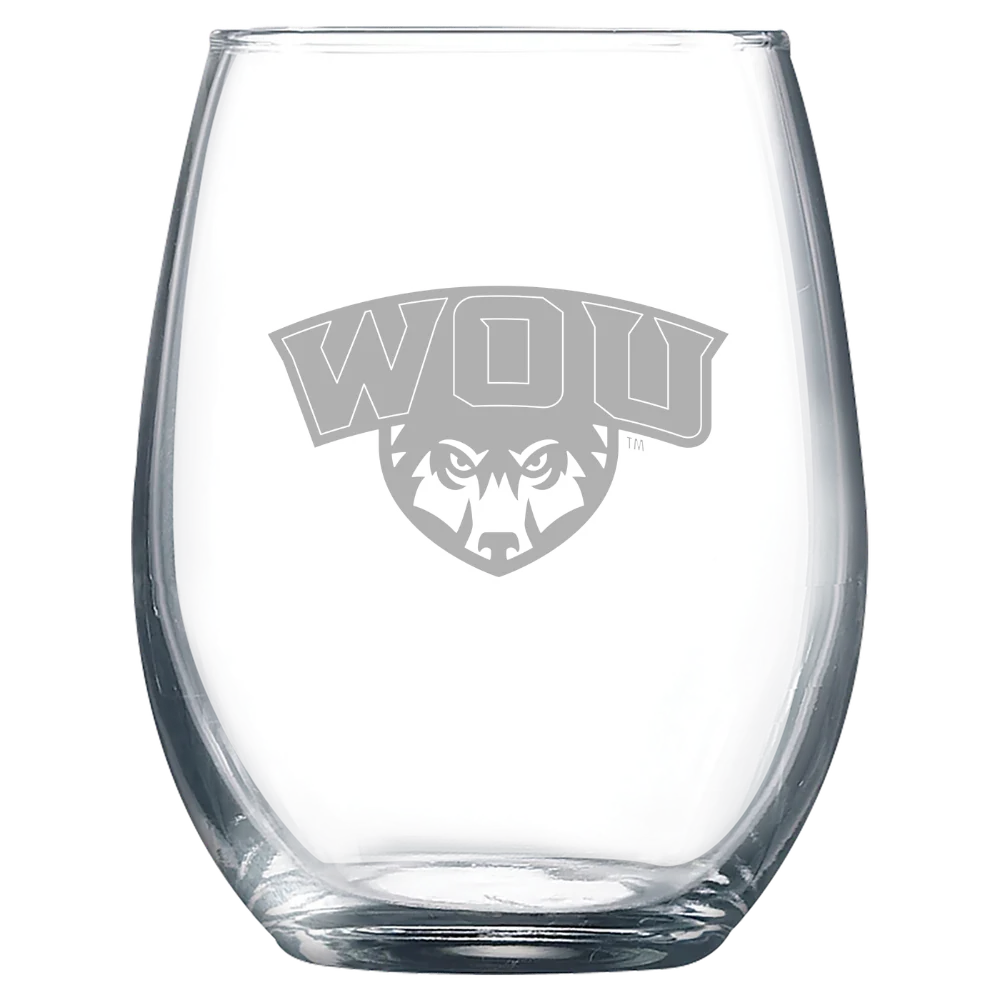 Western Oregon University Polar Camel 9 oz. Stemless Wine Glass