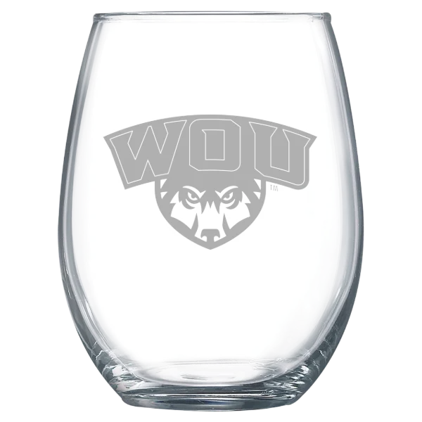 Western Oregon University Polar Camel 15 oz. Stemless Wine Glass
