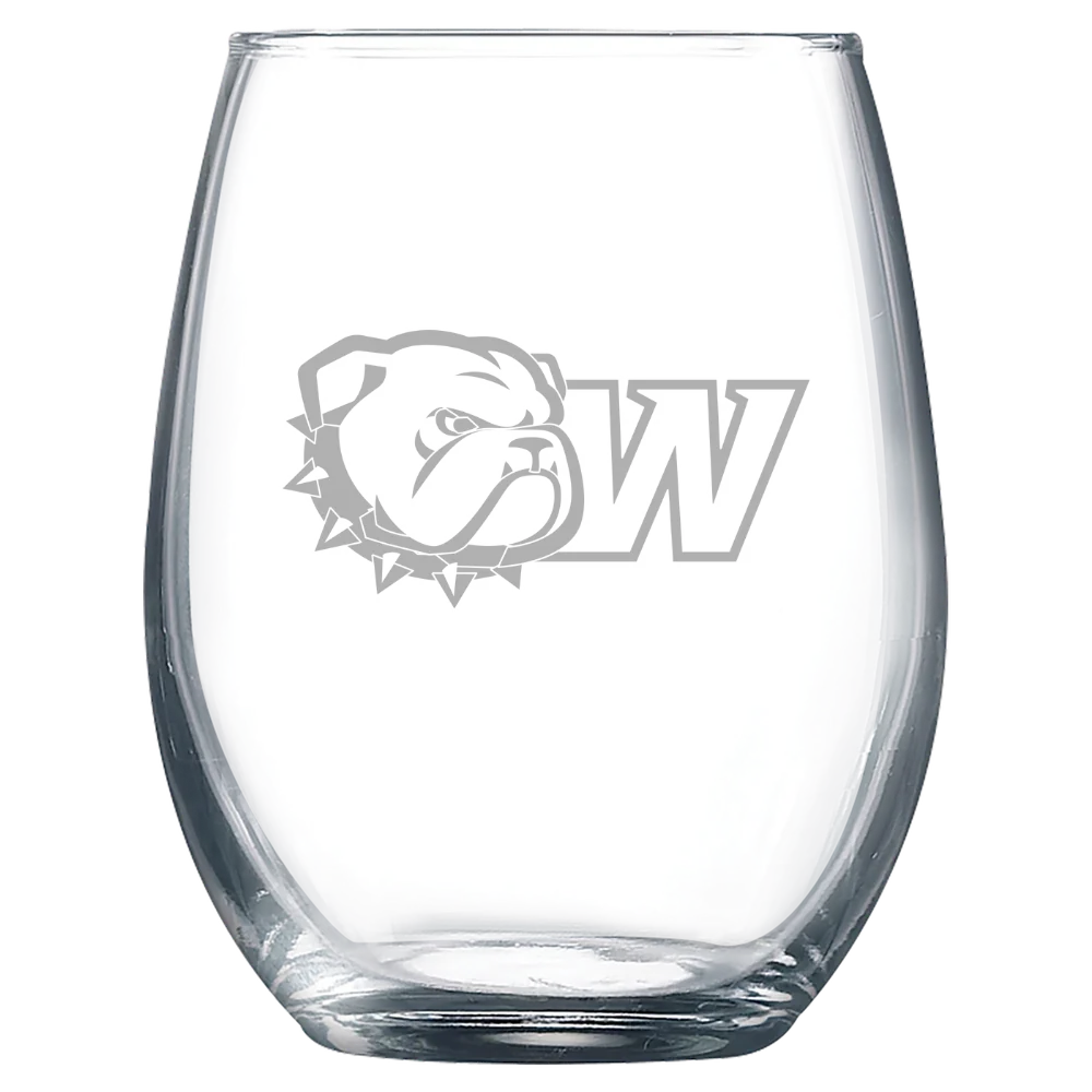 Wingate University Polar Camel 9 oz. Stemless Wine Glass