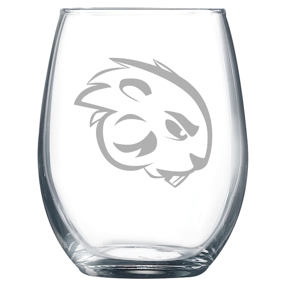 Blackburn College Polar Camel 9 oz. Stemless Wine Glass