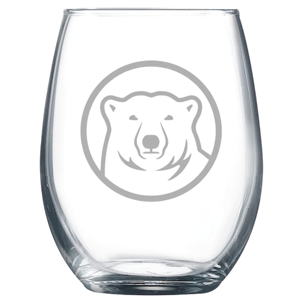 Bowdoin College Polar Camel 9 oz. Stemless Wine Glass
