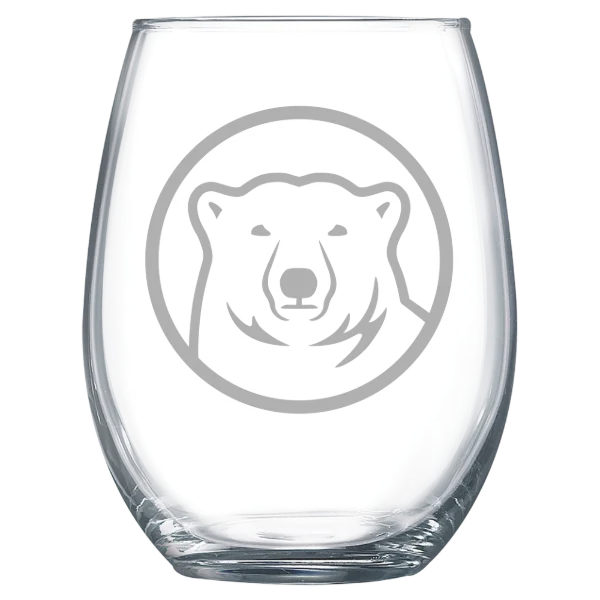 Bowdoin College Polar Camel 15 oz. Stemless Wine Glass
