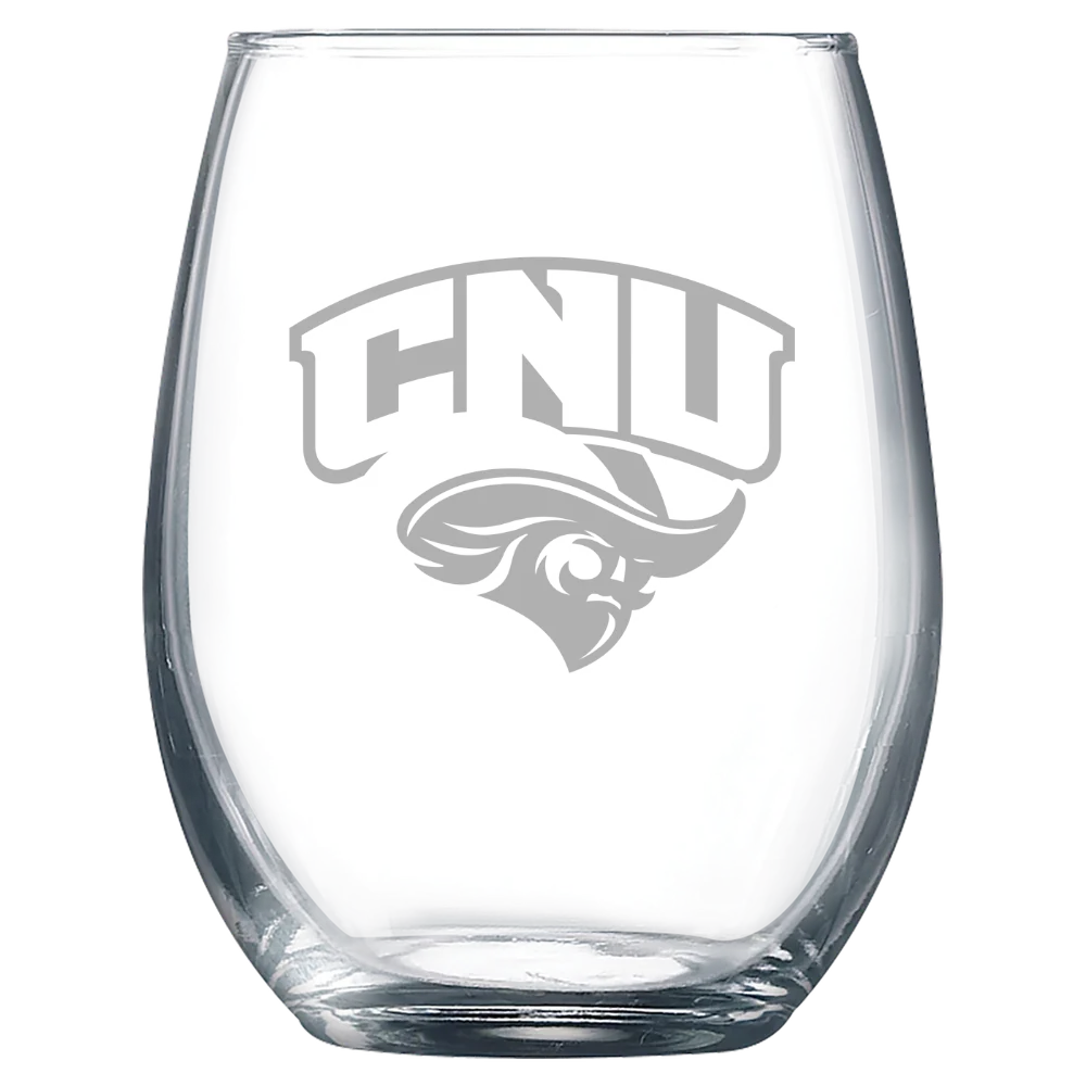 Christopher Newport University Polar Camel 9 oz. Stemless Wine Glass