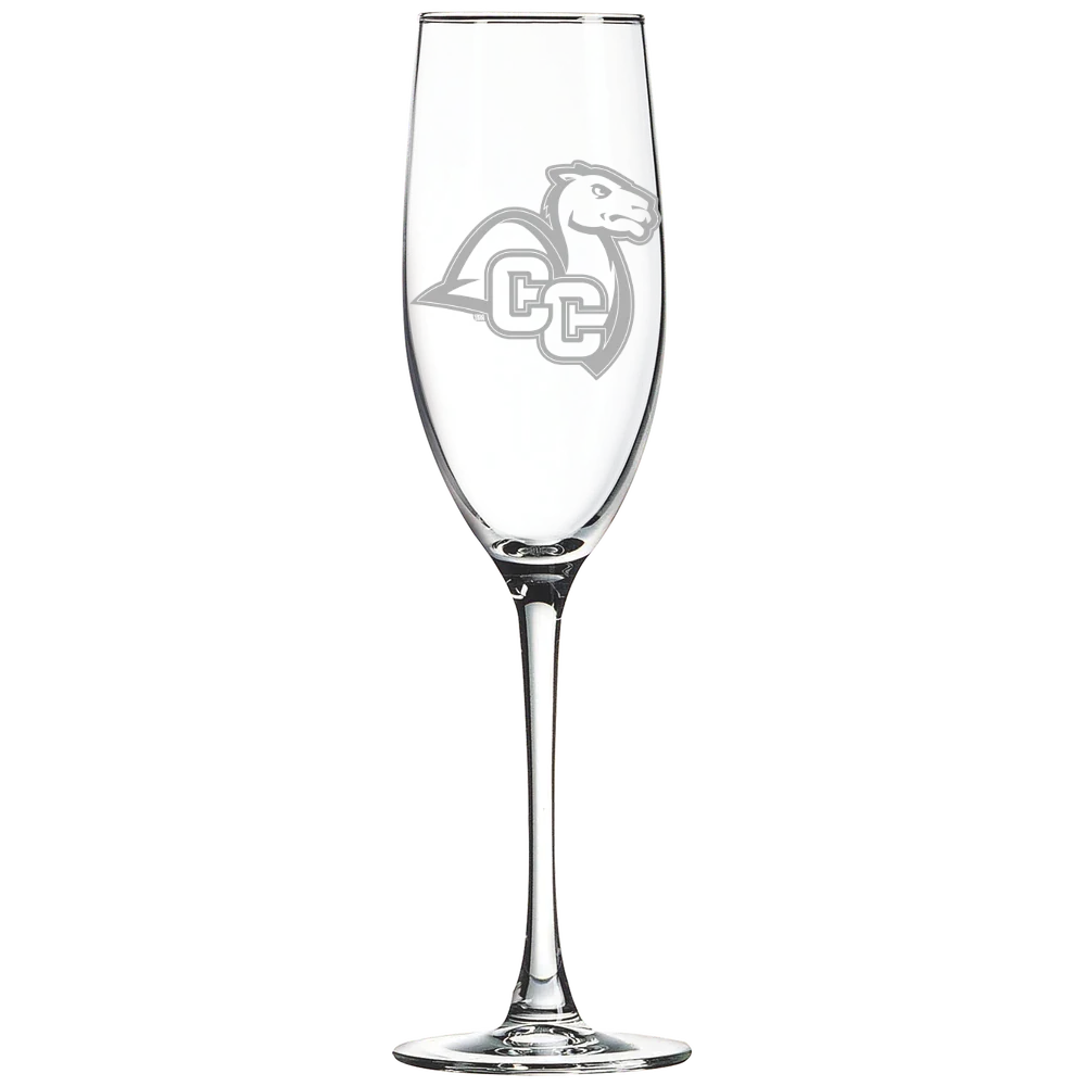Connecticut College Polar Camel 8 oz. Champagne Flute
