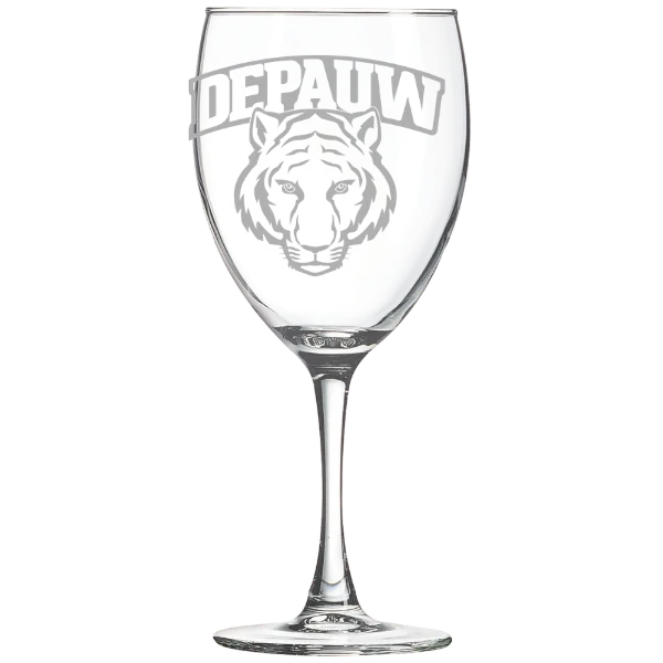 DePauw University Polar Camel 10 1/2 oz. Wine Glass