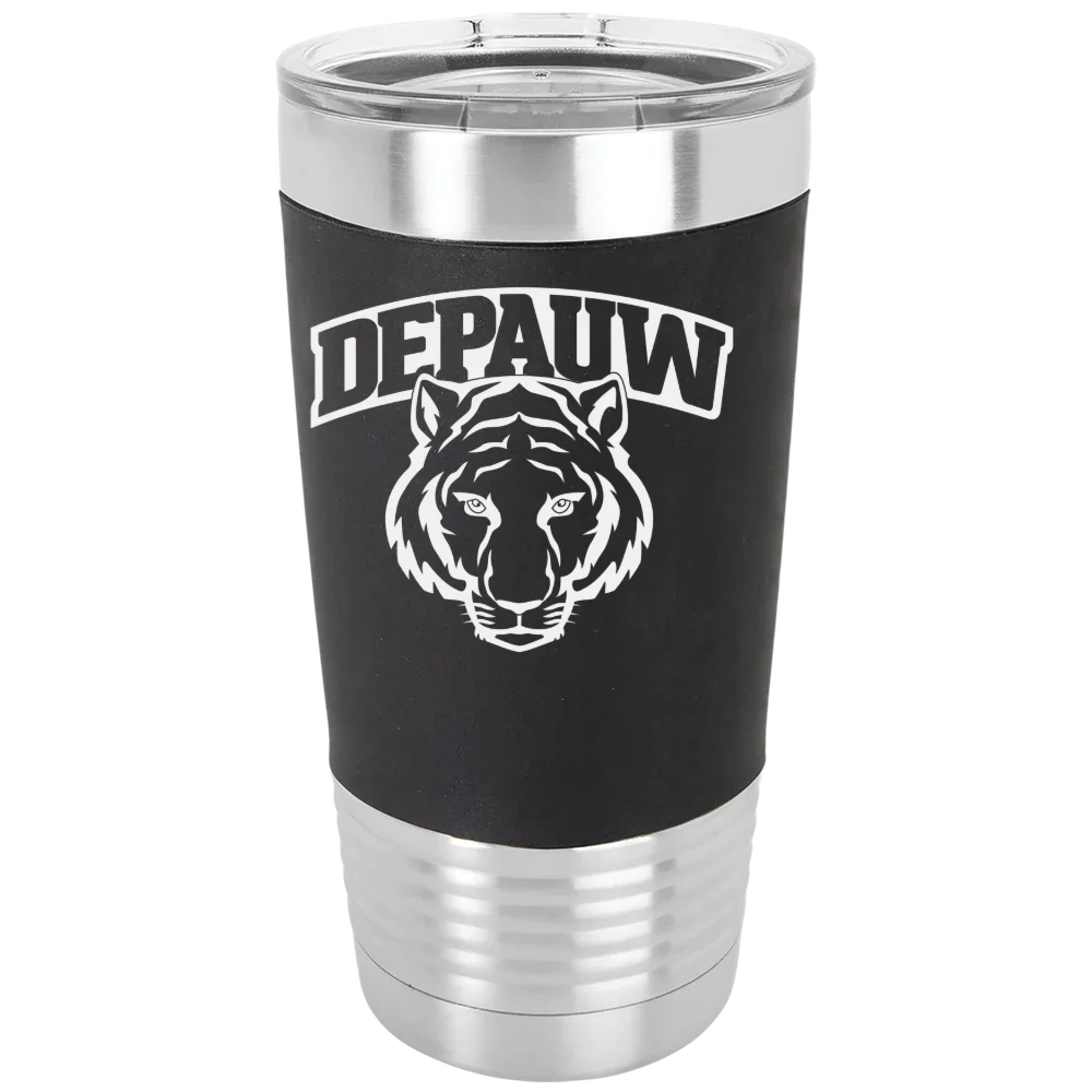 DePauw University Polar Camel 20 oz. Silicone Grip Tumbler with Standard Lid