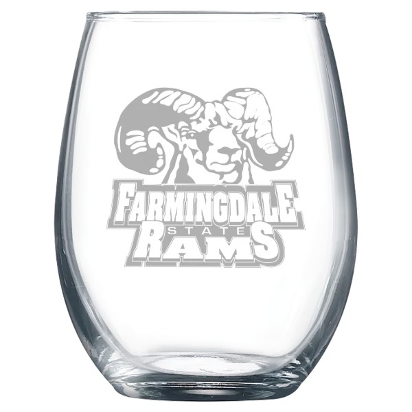 Farmingdale State College Polar Camel 9 oz. Stemless Wine Glass