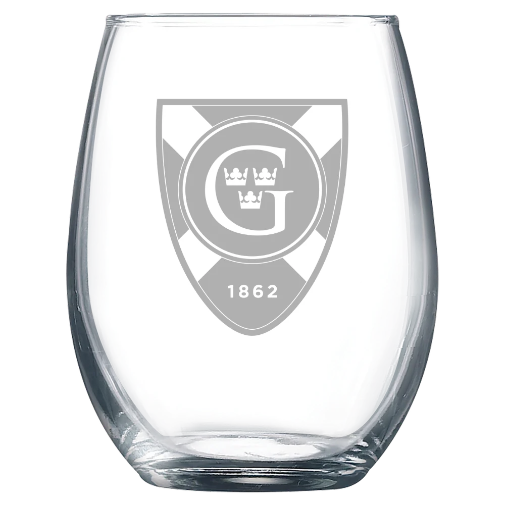 Gustavus Adolphus College Polar Camel 9 oz. Stemless Wine Glass
