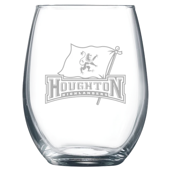 Houghton University Polar Camel 9 oz. Stemless Wine Glass