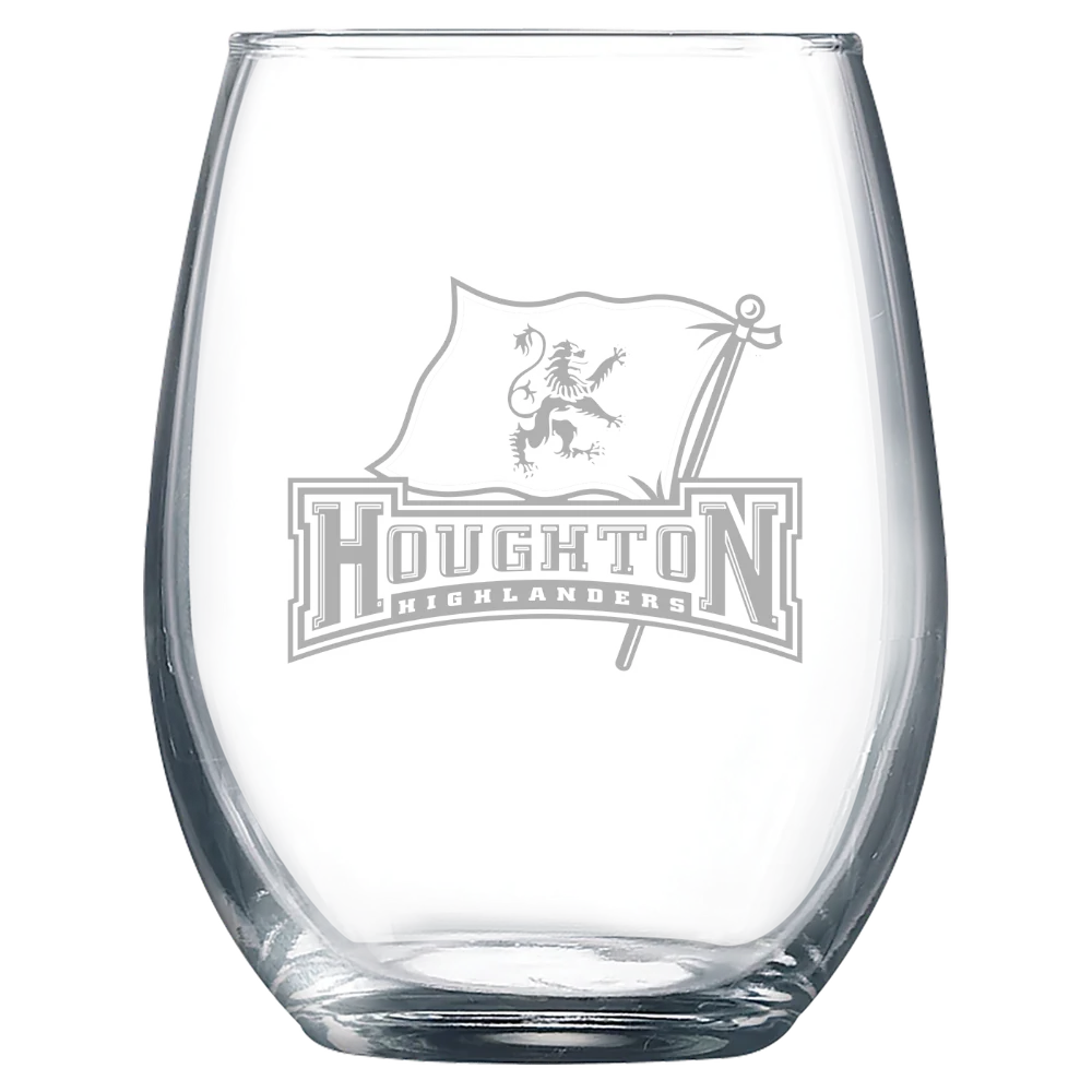 Houghton University Polar Camel 9 oz. Stemless Wine Glass