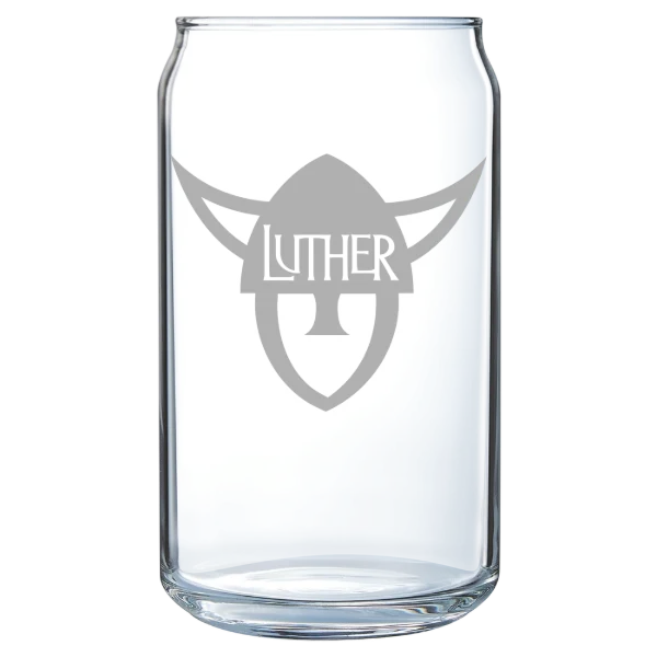 Luther College Polar Camel 16 oz. Can Glass