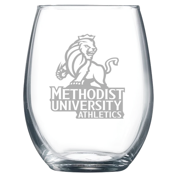 Methodist University Polar Camel 9 oz. Stemless Wine Glass