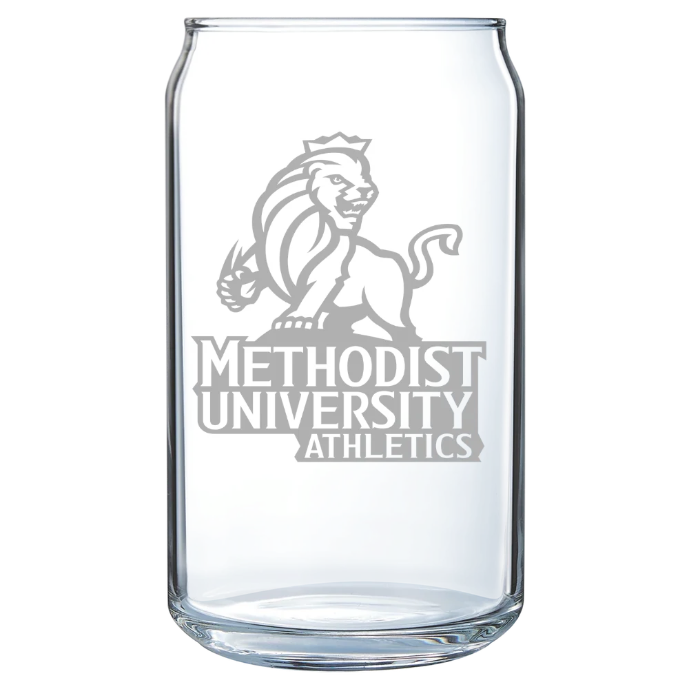 Methodist University Polar Camel 16 oz. Can Glass