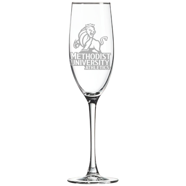 Methodist University Polar Camel 8 oz. Champagne Flute